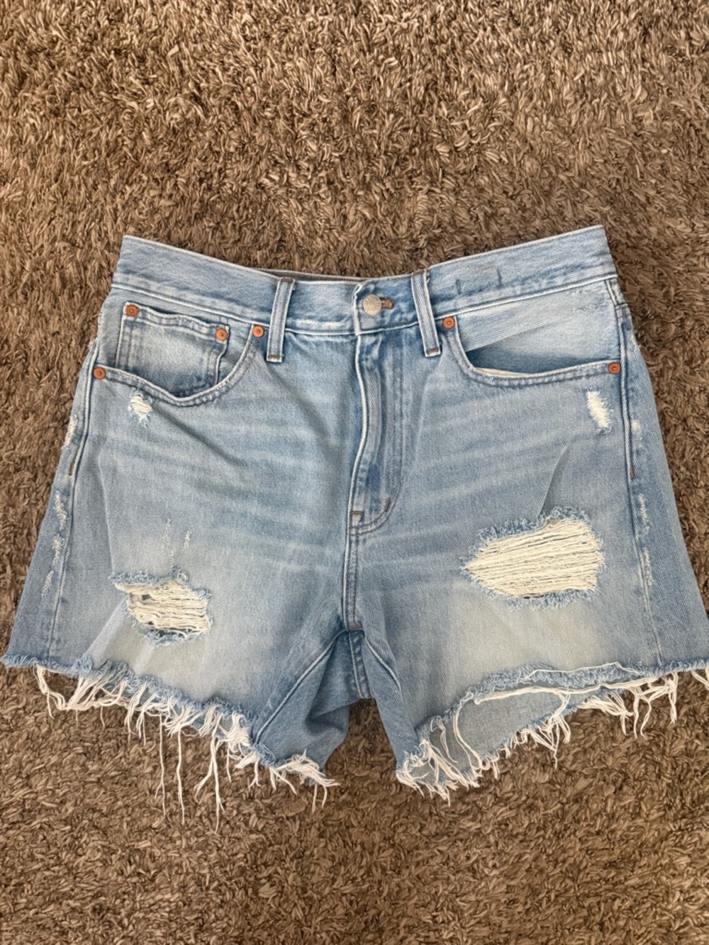 Madewell Light Wash Distressed Denim Shorts